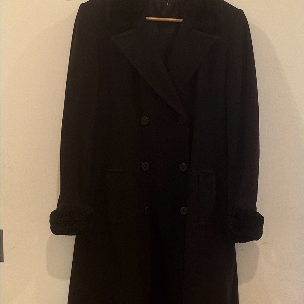 Sophisticated Black Double-Breasted Women's dress coat